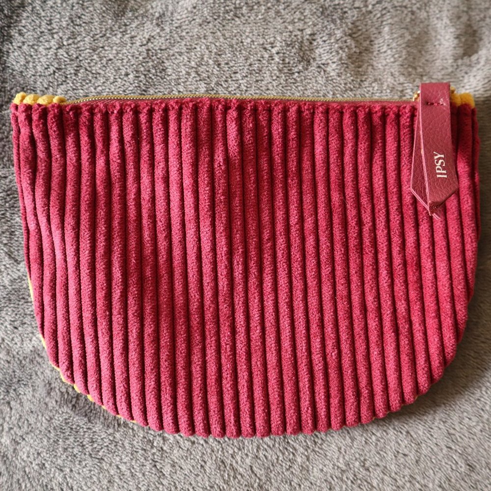 NWOT Ipsy Two Color Fall Corduroy Cosmetic Bag